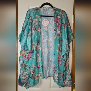 Women's M/L Umgee Kimono Style Wrap Cover Up Resortwear Boho Cottagecore
